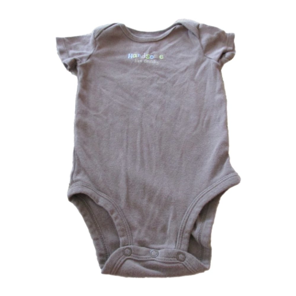 Carters One Piece Bodysuit Infant Boys 6M Brown Handsome Like Daddy Short Sleeve